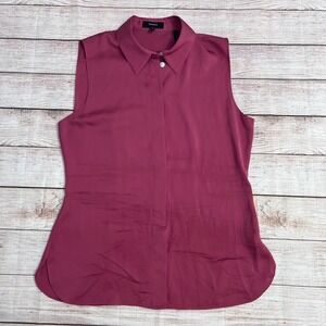 Theory Women Raspberry/Magenta Silk Sleeveless Fitted Georgette Blouse Size Sm